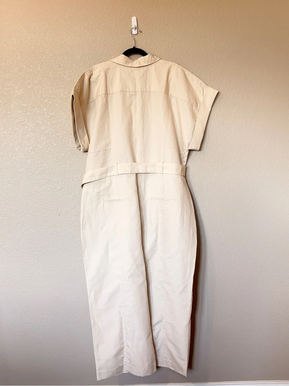 Banana Republic Linen Blend Belted Wide Leg Jumpsuit Ivory 2X